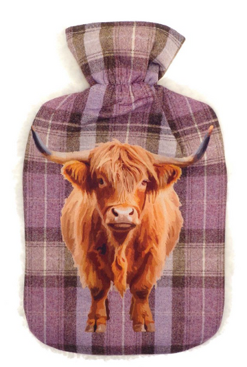 Highland Cow Hot Water Bottle Neck Body Shoulder Warmer + Plush Cover