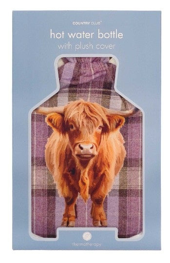 Highland Cow Hot Water Bottle Neck Body Shoulder Warmer + Plush Cover
