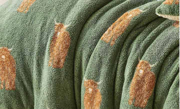 Highland Cow Teddy Duvet Cover Set, King, Green