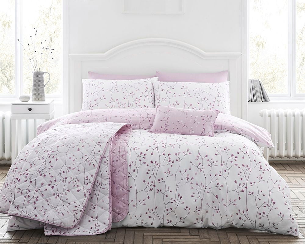 Pussy Willow Stem Duvet Cover Set, King, Mauve