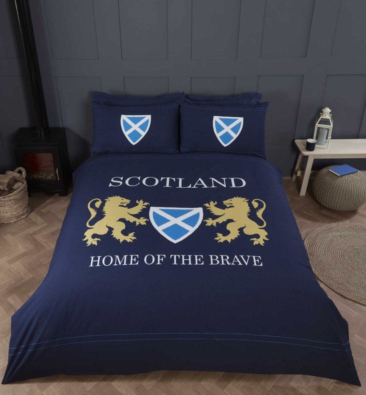 Scotland Home of the Brave Duvet Cover Set, Single, Navy Blue