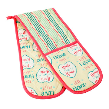 Home Sweet Home Double Oven Gloves 100% Cotton, New