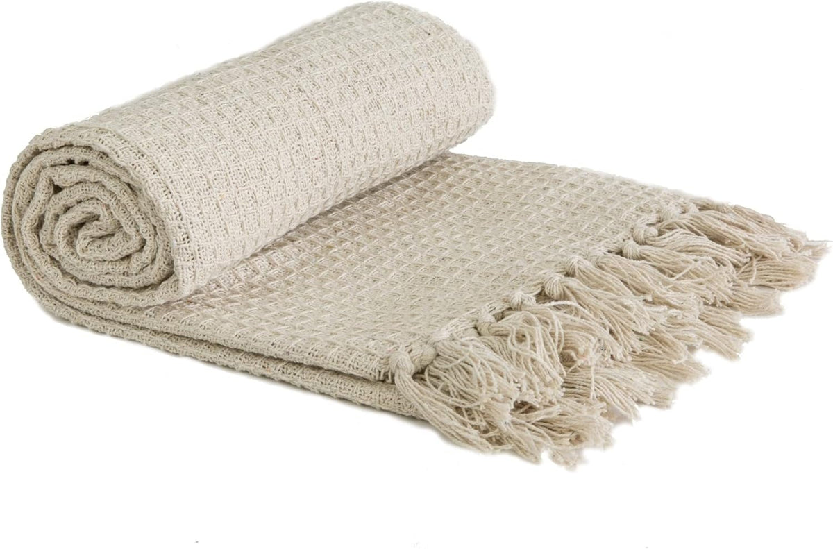Honeycomb 50x60" Ivory Cream Sofa Throw