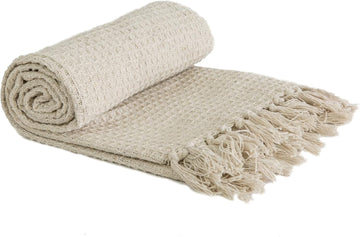 Honeycomb 50x60" Ivory Cream Sofa Throw