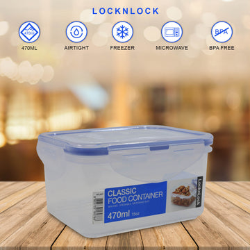 LockNLock 470ml Durable Rectangular Airtight Stackable Food Storage Container