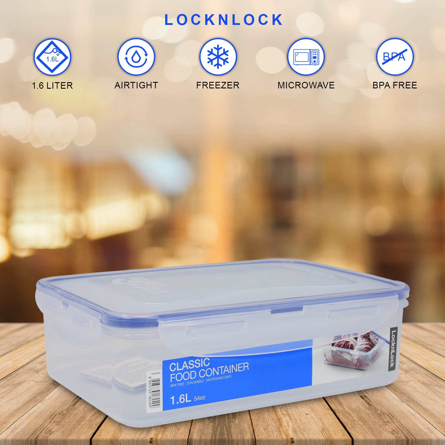 LOCK & LOCK Airtight Rectangular Tall Food Storage Container 60-oz /  7.61-cup