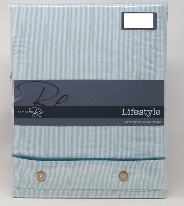 100% Cotton Striped Duvet Cover Set, Double, Aqua