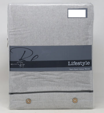 100% Cotton Striped Duvet Cover Set, Double, Grey