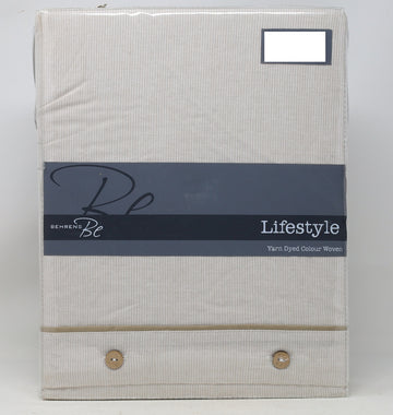 100% Cotton Striped Duvet Cover Set, Double, Natural