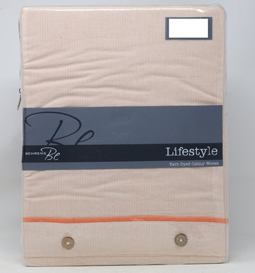 100% Cotton Striped Duvet Cover Set, King, Peach