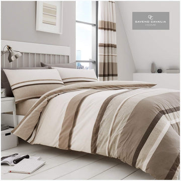 Hudson Stripe Natural Double Duvet Cover Set