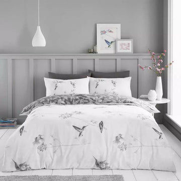 Hummingbird Grey Duvet Cover Set, King