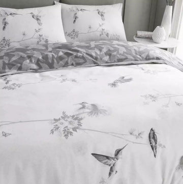 Hummingbird Grey Duvet Cover Set, Double