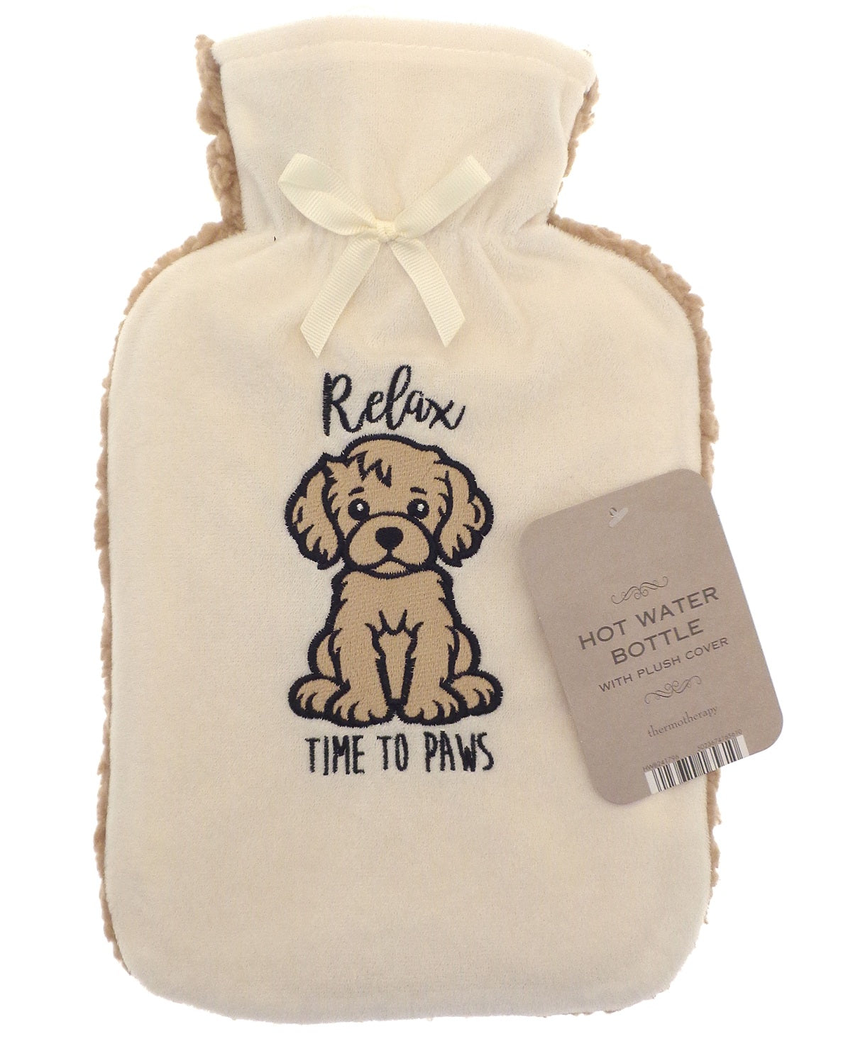 Relax & Paws Hot Water Bottle Neck Body Shoulder Warmer + Novelty Cover Cream