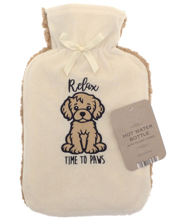 Relax & Paws Hot Water Bottle Neck Body Shoulder Warmer + Novelty Cover Cream