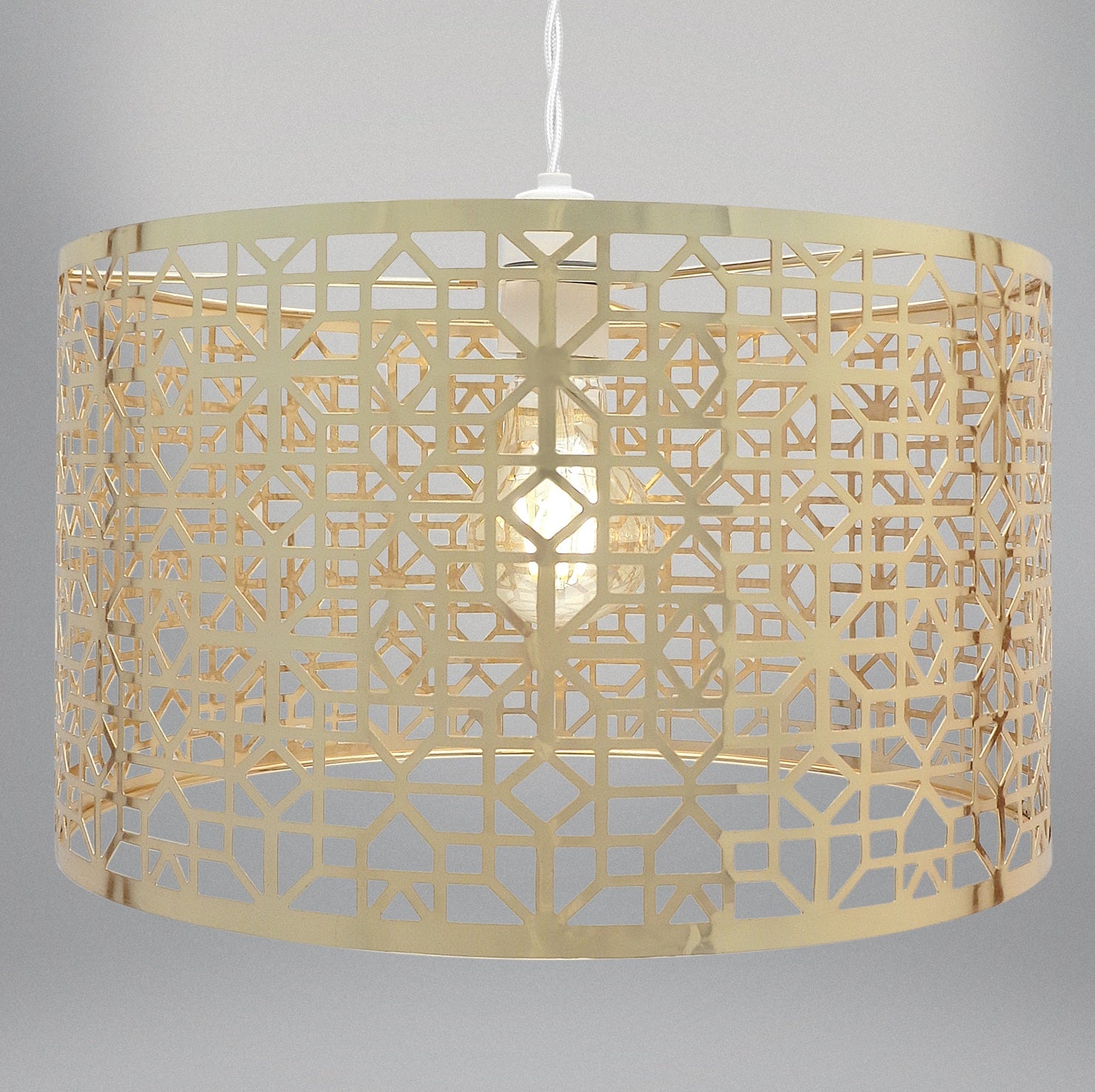 Geometric Chandelier Style Ceiling Pendant Light Fitting, French Gold, 30cm