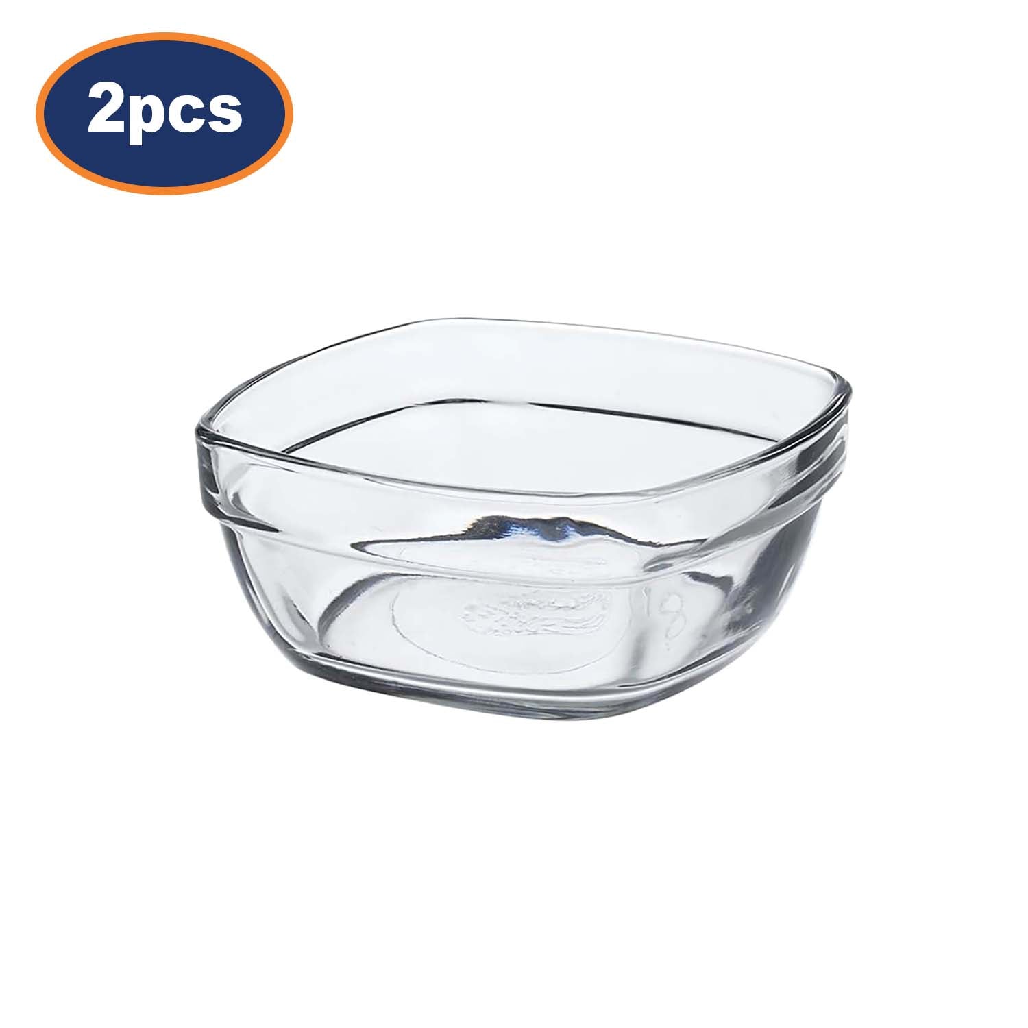 2Pcs Duralex 9cm Clear Glass Square Bowls