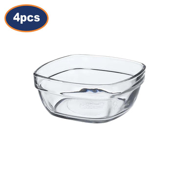 4Pcs Duralex 9cm Clear Glass Square Bowls