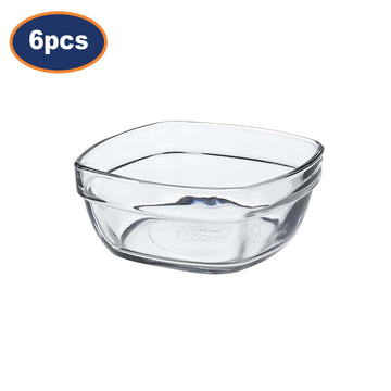 6Pcs Duralex 9cm Clear Glass Square Bowls