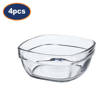 4Pcs Duralex 11cm Clear Glass Square Bowls