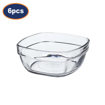 6Pcs Duralex 11cm Clear Glass Square Bowls