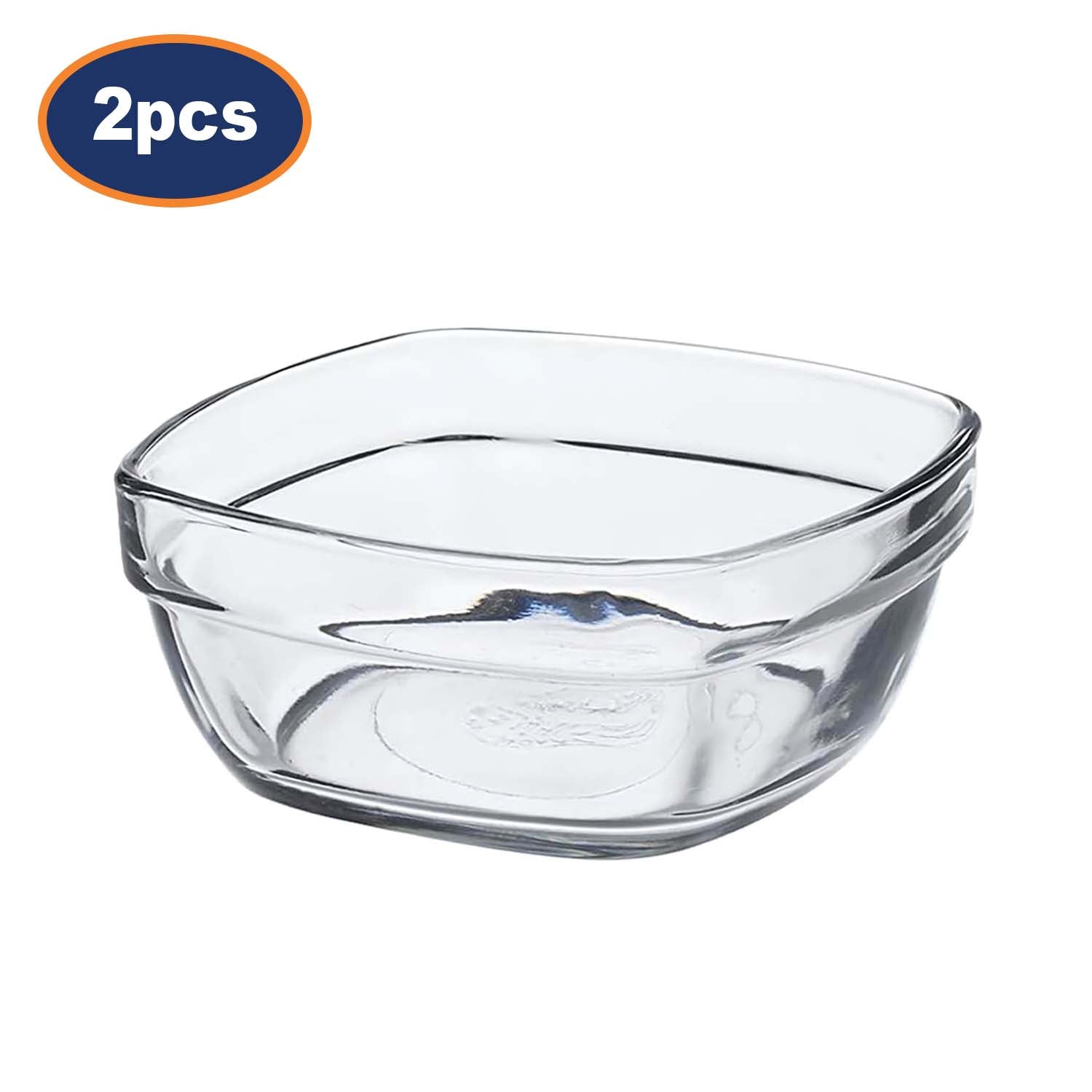 2Pcs Duralex 14cm Clear Glass Square Bowls