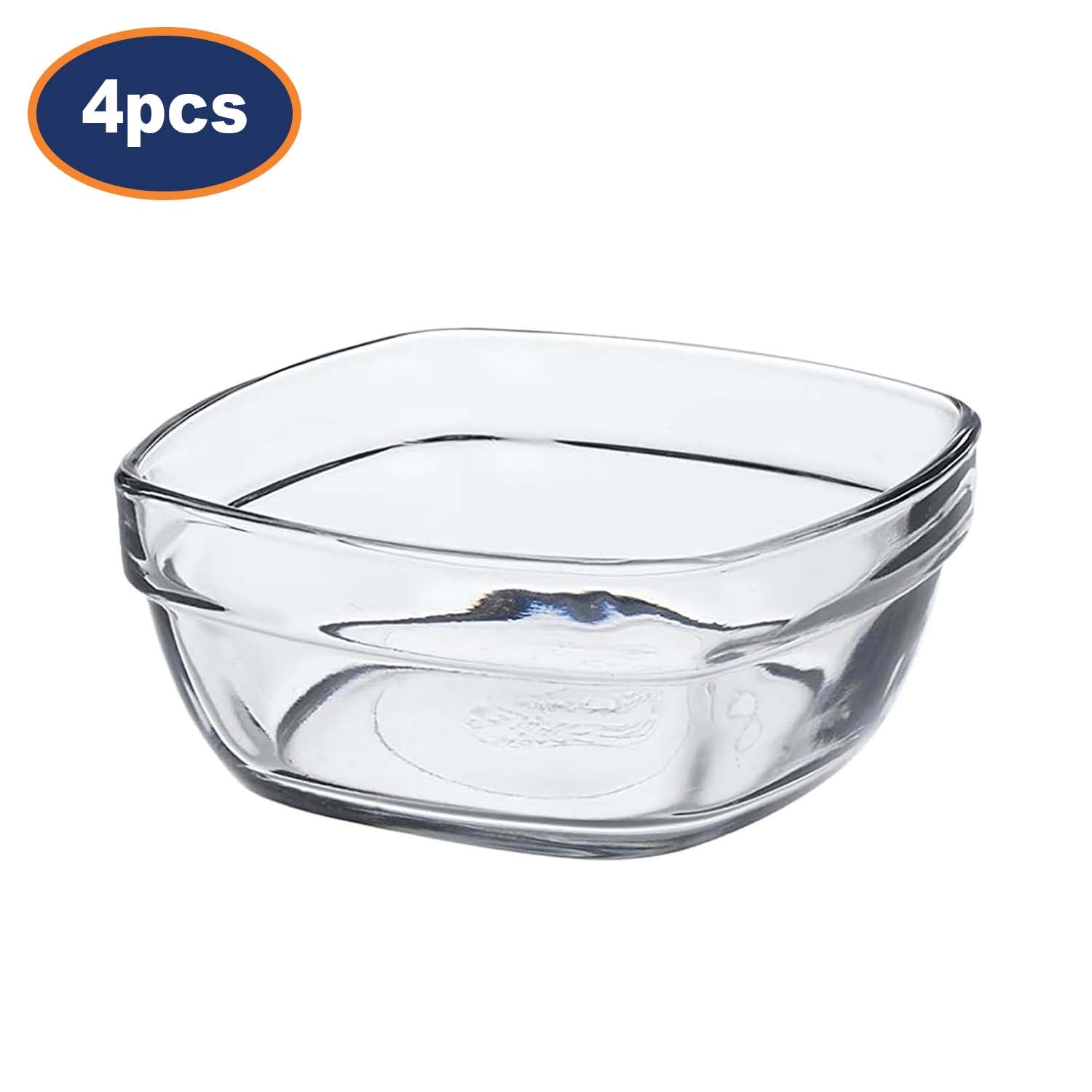 4Pcs Duralex 14cm Clear Glass Square Bowls