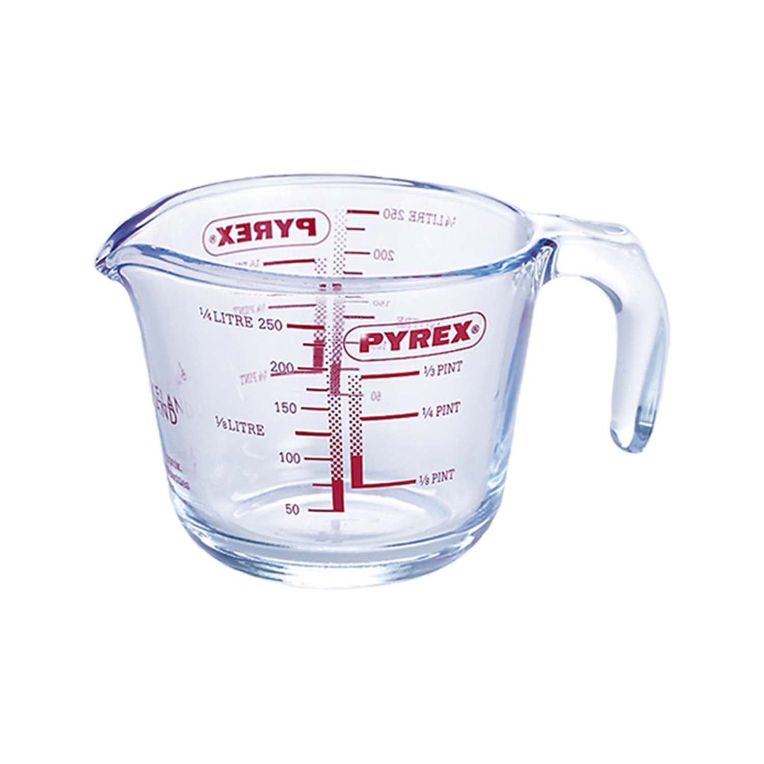 Pyrex 250ml Clear Glass Round Measuring Jug With Handle