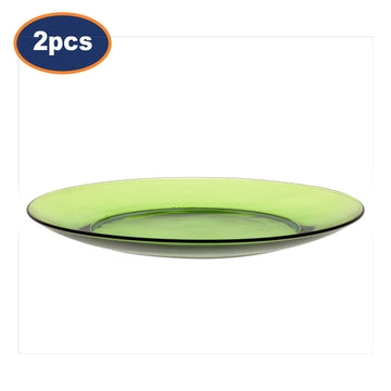 2Pcs Duralex 23.5cm Green Round Tempered Glass Dinner Plates