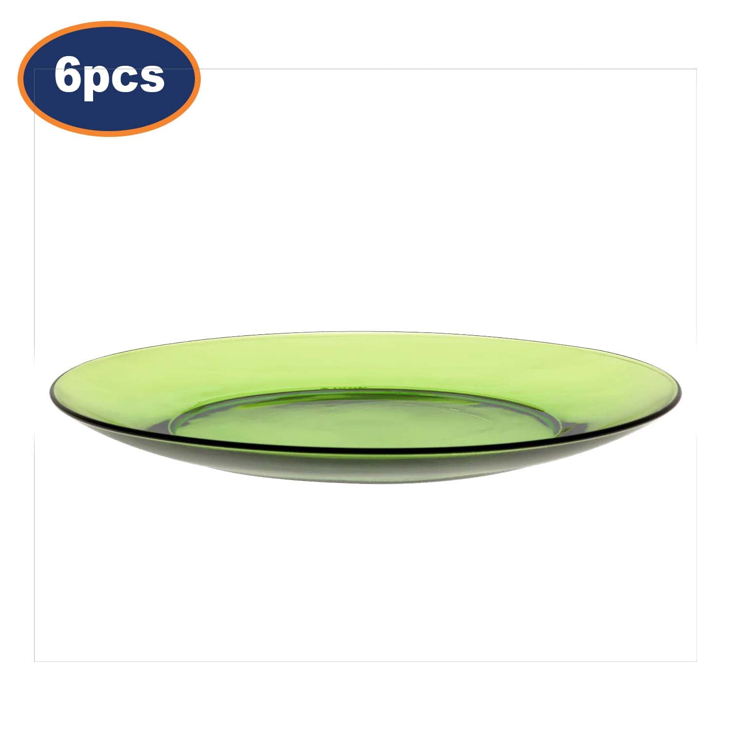 6Pcs Duralex 23.5cm Green Round Tempered Glass Dinner Plates