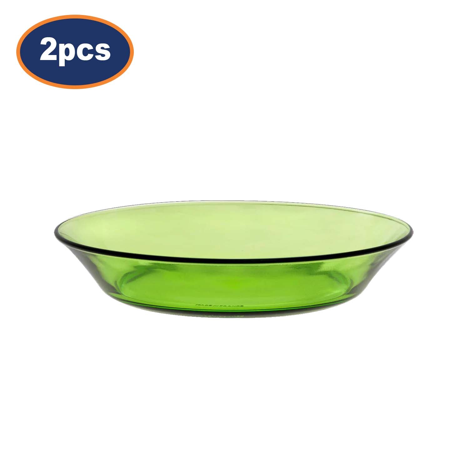 2Pcs Duralex 19.5cm Green Round Tempered Glass Soup Plates