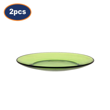 2Pcs Duralex 19cm Green Round Tempered Glass Dessert Plates