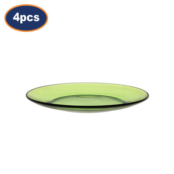 4Pcs Duralex 19cm Green Round Tempered Glass Dessert Plates