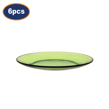 6Pcs Duralex 19cm Green Round Tempered Glass Dessert Plates