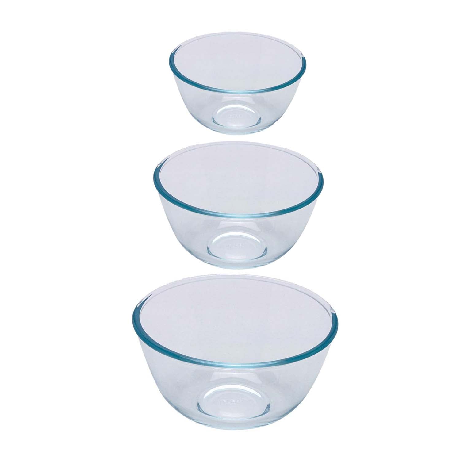 Pyrex 3Pc Glass Round Classic 3 Sizes Mixing Serving Bowl Set