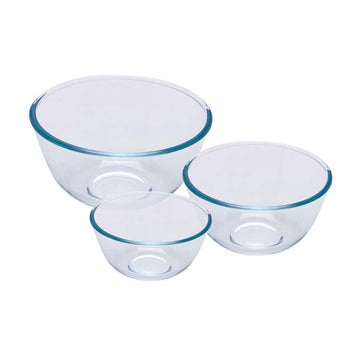 Pyrex 3Pc Glass Round Classic 3 Sizes Mixing Serving Bowl Set