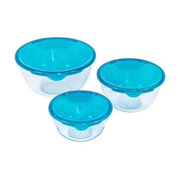 Pyrex 3Pc Glass Storage 3 Sizes Container Bowl Set With Lids