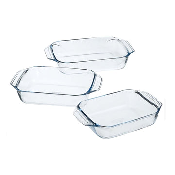 Pyrex 3Pc Clear Rectangular Glass 3 Sizes Baking Dish Set