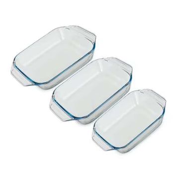 Pyrex 3Pc Clear Rectangular Glass 3 Sizes Baking Dish Set