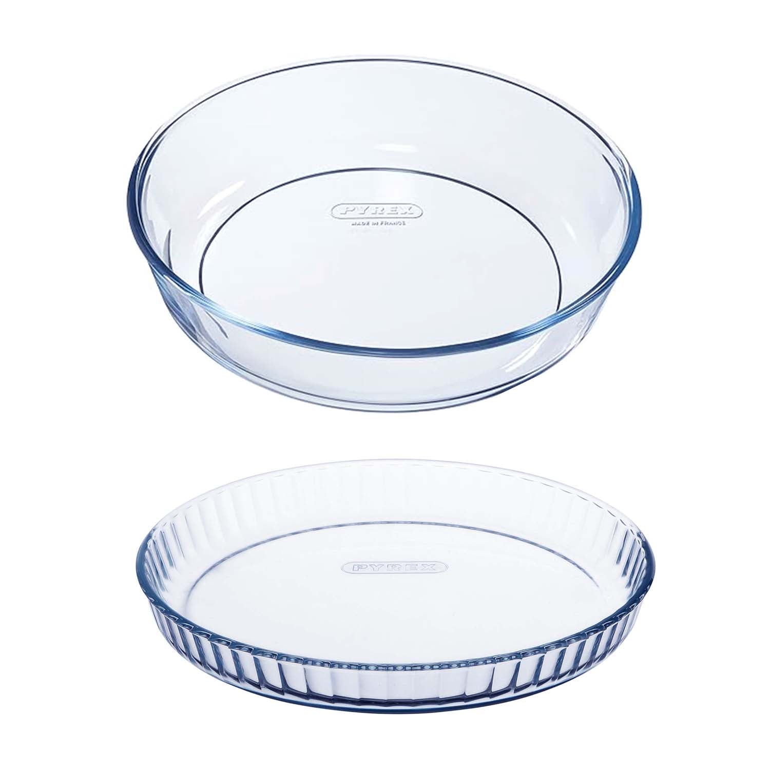 Pyrex 2Pc Clear Round Glass 28cm & 26cm Cake Pan Set