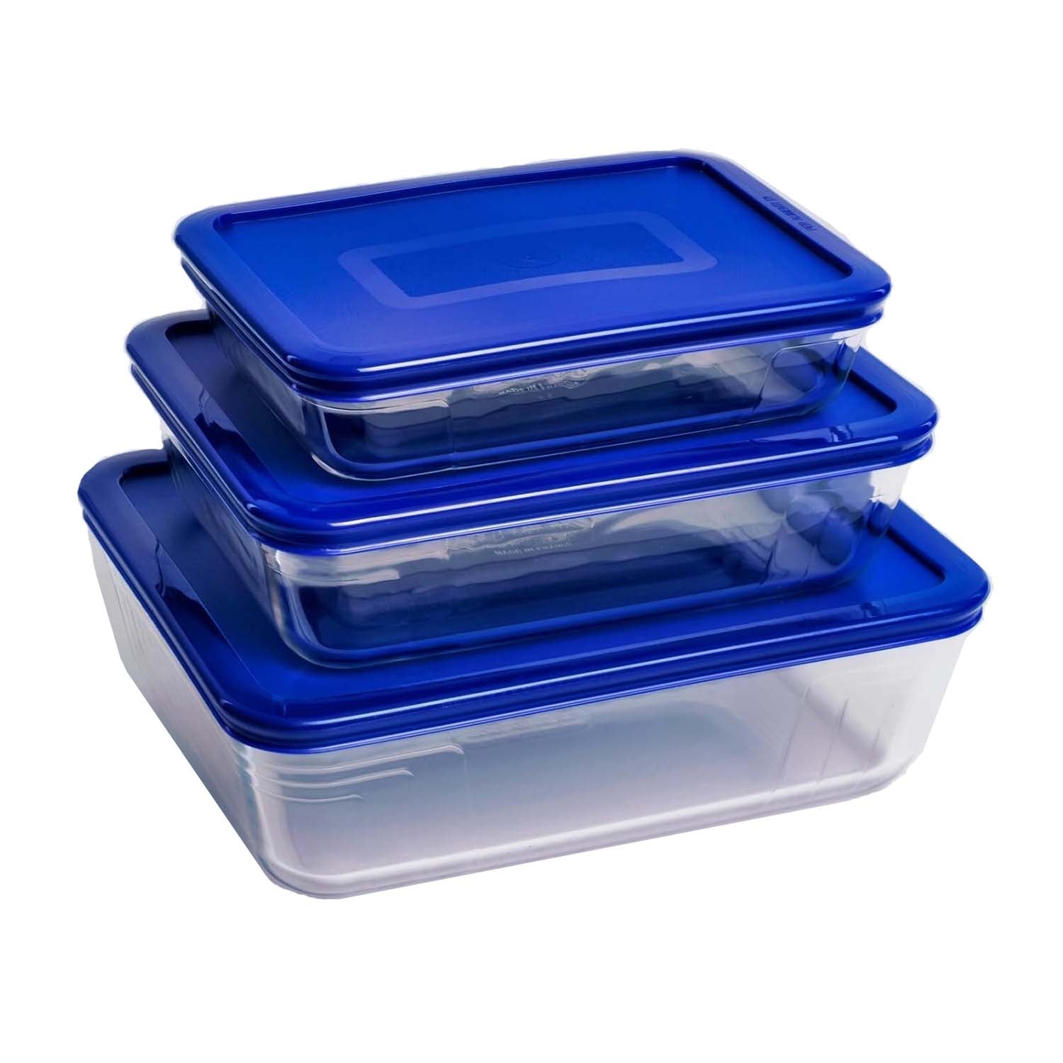 Pyrex 3Pc Clear Glass 3 Sizes Baking Dish Set With Airtight Lids