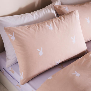 Playboy Iconic Bunny Head Duvet Cover Set, Double, Nude