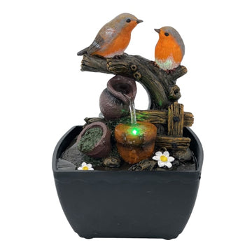 Two Robin Birds Indoor LED Fountain
