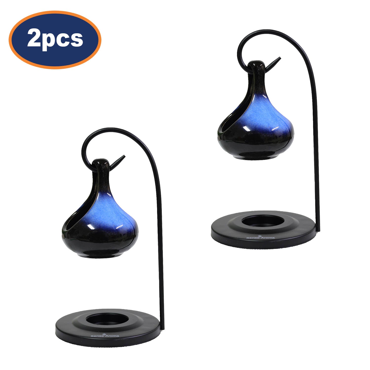 2Pcs Blue Tear Drop Tea Light Holders