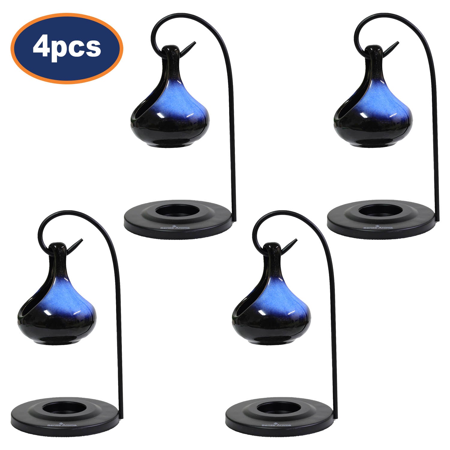 4Pcs Blue Tear Drop Tea Light Holders
