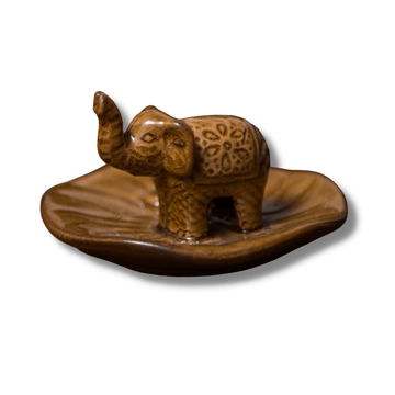 Brown Ceramic Elephant Incense Stick Holder