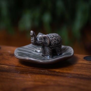 Grey Ceramic Elephant Incense Stick Holder