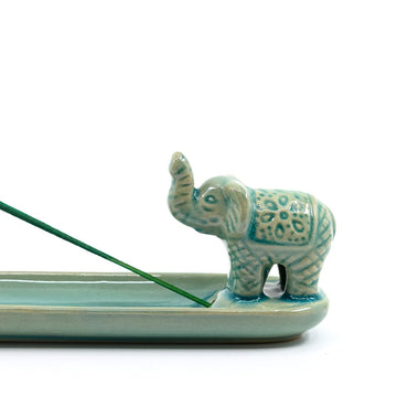 Turquoise Ceramic Elephant Incense Ash Catcher