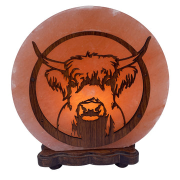 Himalayan Salt Round Lamp Highland Cow 4-5KG