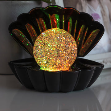 Black LED Colour Changing Clam Seashell Lamp